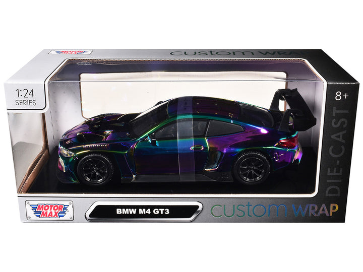 BMW M4 GT3 Chameleon Chrome "Custom Wrap" Series 1/24 Diecast Model Car by Motormax-0