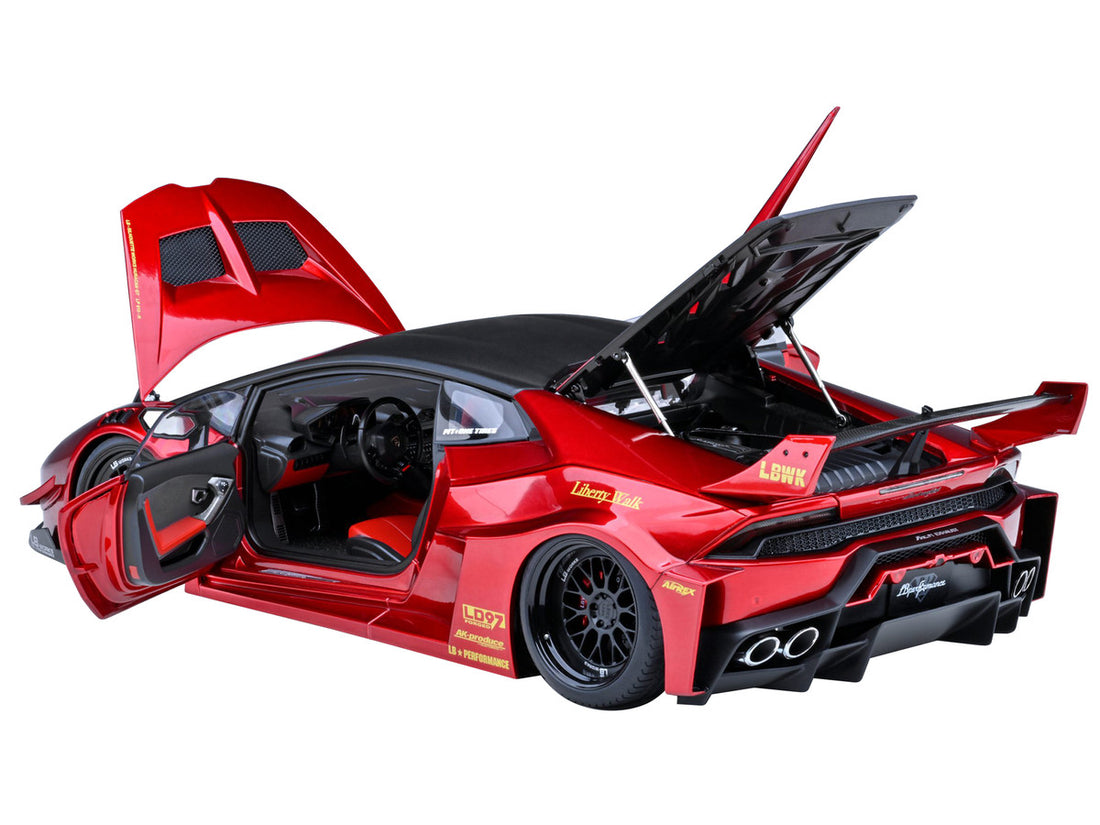 Lamborghini Huracan GT "LB-Silhouette Works" Hyper Red Metallic with Black Top 1/18 Model Car by Autoart-1