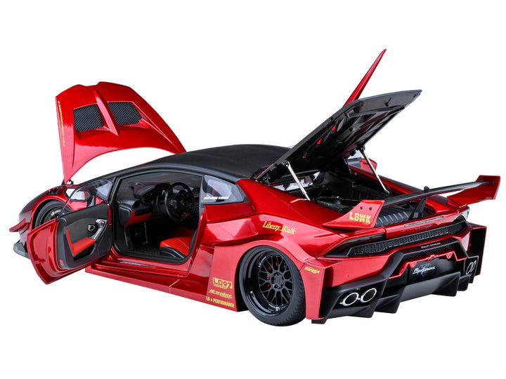 Lamborghini Huracan GT "LB-Silhouette Works" Hyper Red Metallic with Black Top 1/18 Model Car by Autoart-1