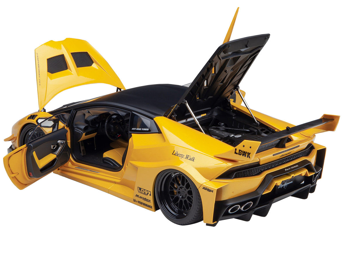 Lamborghini Huracan GT "LB-Silhouette Works" Yellow Metallic with Black Top 1/18 Model Car by Autoart 2