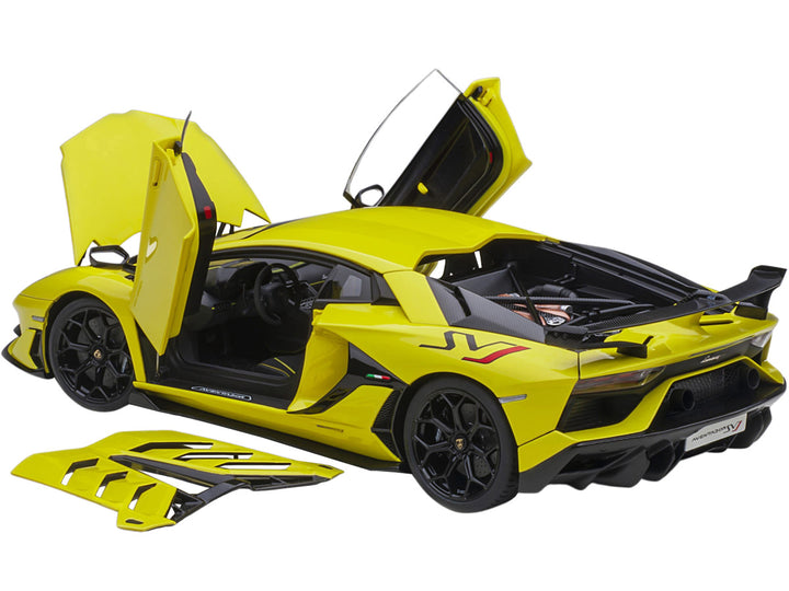 Lamborghini Aventador SVJ Giallo Tenerife / Pearl Yellow 1/18 Model Car by Autoart-1