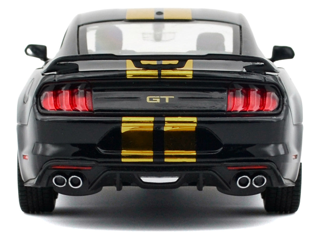 Ford Mustang GT 2018 5.0 Black with Gold Stripes and Graphics "Midnight Eclipse" Series 1/24 Diecast Model Car by Motormax 4