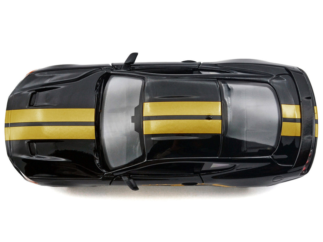 Ford Mustang GT 2018 5.0 Black with Gold Stripes and Graphics "Midnight Eclipse" Series 1/24 Diecast Model Car by Motormax 3