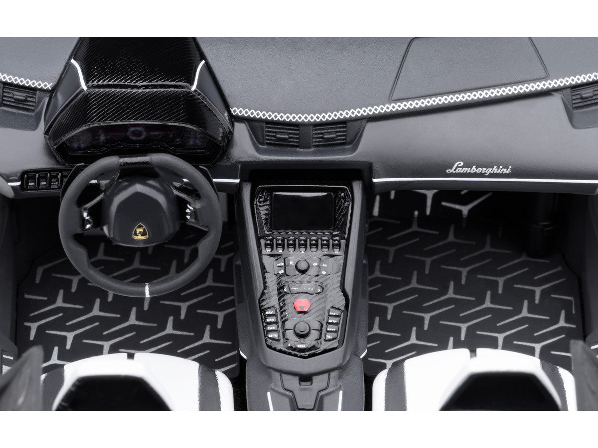 Lamborghini Aventador SVJ Bianco Asopo Pearl White with Gold Wheels 1/18 Model Car by Autoart-2