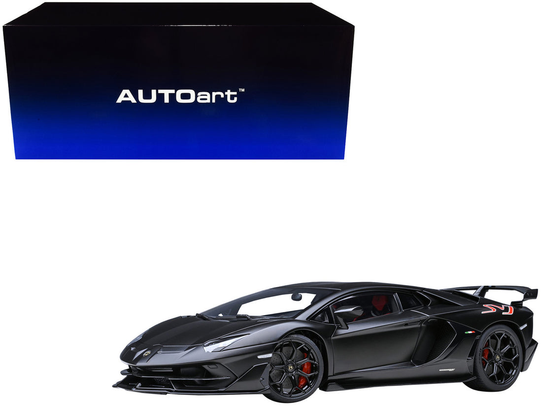 Lamborghini Aventador SVJ Nero Nemesis Matt Black 1/18 Model Car by Autoart-0