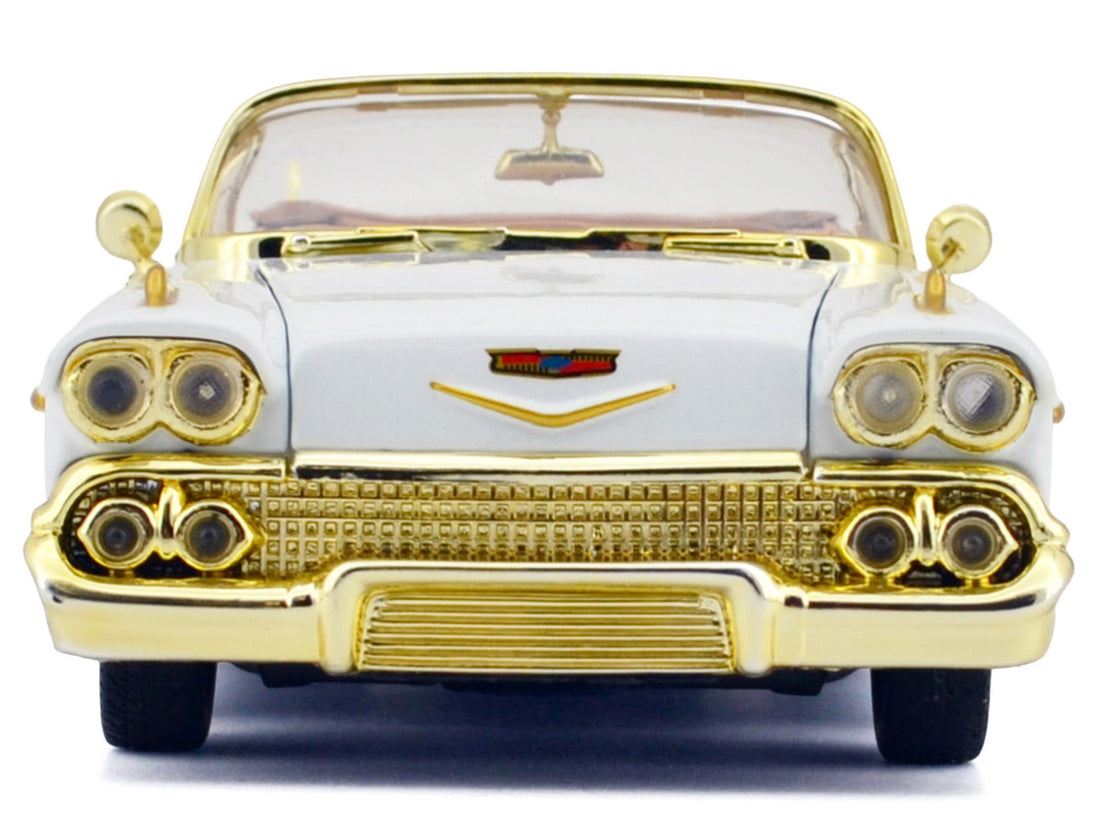 1958 Chevrolet Impala White Metallic with Gold Accents "Luxe Legends" Series 1/24 Diecast Model Car by Motormax