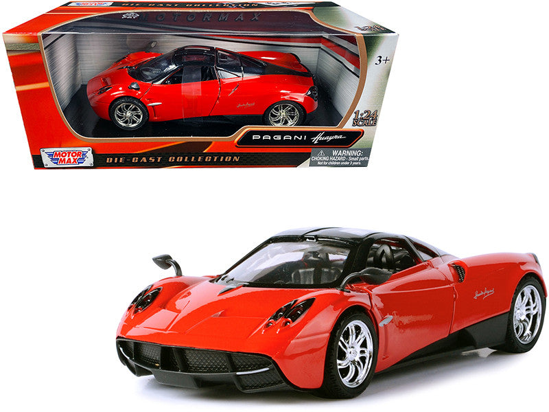 Pagani Huayra Bright Red with Chrome Wheels 1/24 Diecast Model Car by Motormax-0
