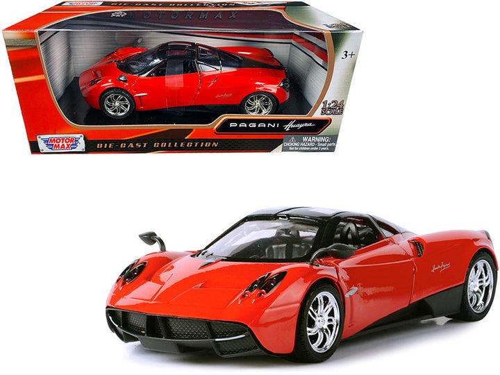 Pagani Huayra Bright Red with Chrome Wheels 1/24 Diecast Model Car by Motormax-0