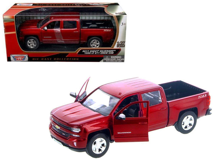2017 Chevrolet Silverado 1500 LT Z71 Crew Cab Metallic Red 1/27 Diecast Model Car by Motormax-0