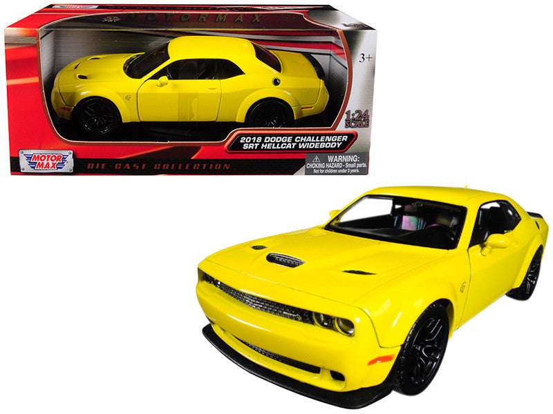 2018 Dodge Challenger SRT Hellcat Widebody Yellow 1/24 Diecast Model Car by Motormax-0