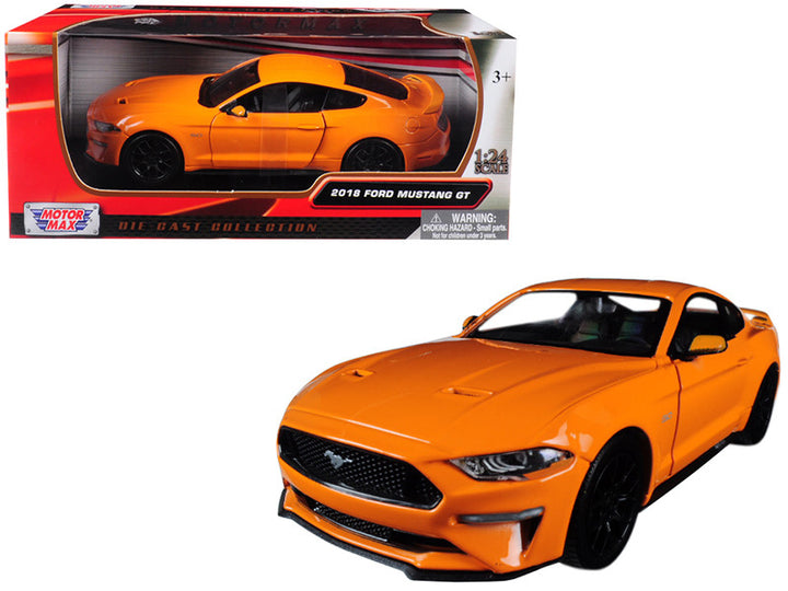 2018 Ford Mustang GT 5.0 Orange with Black Wheels 1/24 Diecast Model Car by Motormax-0