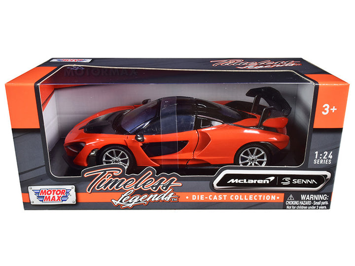 McLaren Senna Orange Metallic and Black "Timeless Legends" 1/24 Diecast Model Car by Motormax-0