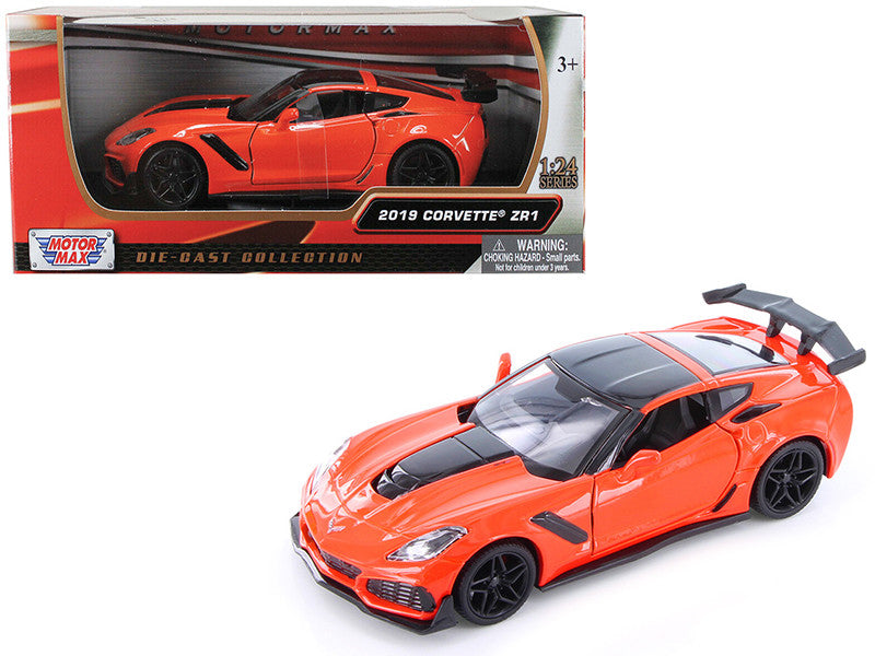 2019 Chevrolet Corvette ZR1 Orange with Black Accents 1/24 Diecast Model Car by Motormax-0