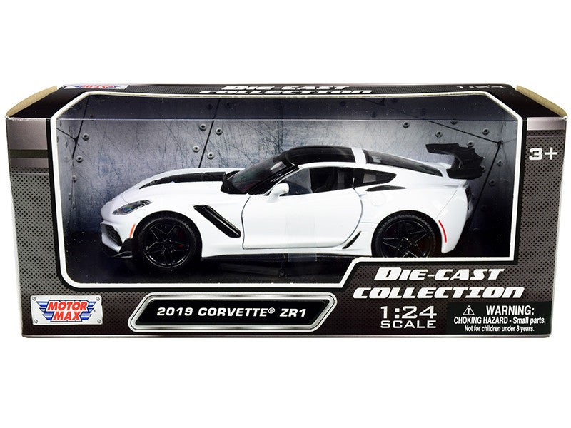 2019 Chevrolet Corvette ZR1 White with Black Accents 1/24 Diecast Model Car by Motormax-0