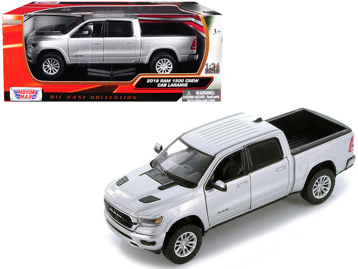 2019 RAM 1500 Laramie Crew Cab Pickup Truck Silver Metallic 1/24 Diecast Model Car by Motormax-0