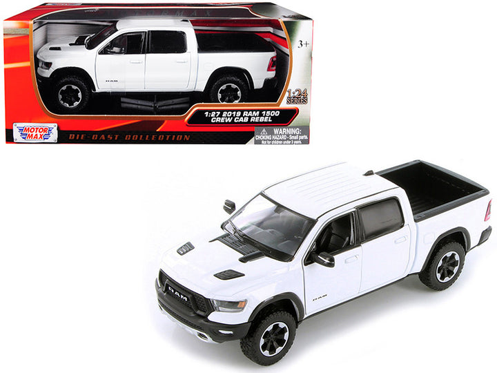 2019 RAM 1500 Rebel Crew Cab Pickup Truck White 1/24-1/27 Diecast Model Car by Motormax-0
