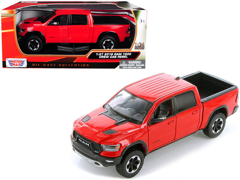 2019 RAM 1500 Rebel Crew Cab Pickup Truck Red 1/24 Diecast Model Car by Motormax-0