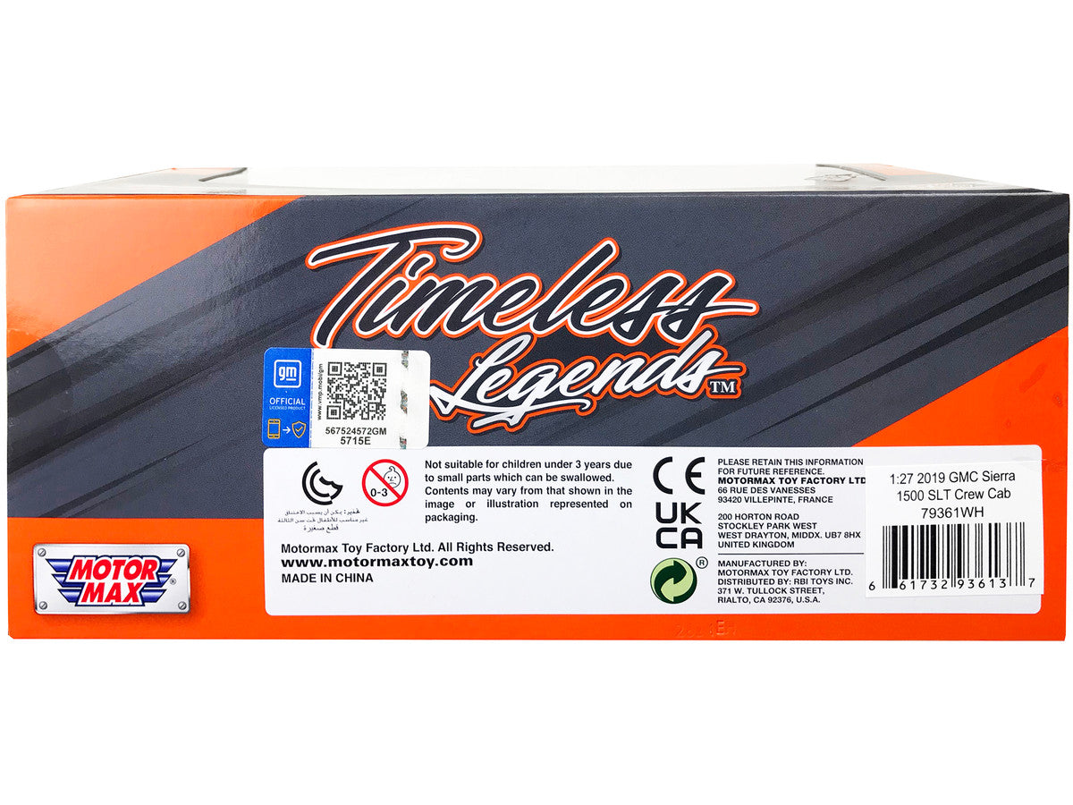 2019 GMC Sierra 1500 SLT Crew Cab 4x4 Pickup Truck with Sunroof White "Timeless Legends" Series 1/24-1/27 Diecast Model Car by Motormax-1