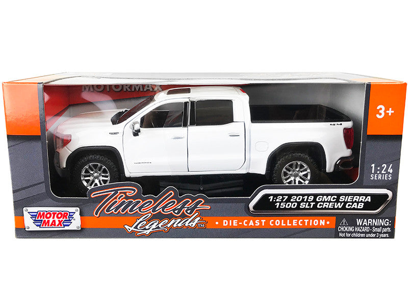 2019 GMC Sierra 1500 SLT Crew Cab 4x4 Pickup Truck with Sunroof White "Timeless Legends" Series 1/24-1/27 Diecast Model Car by Motormax-0