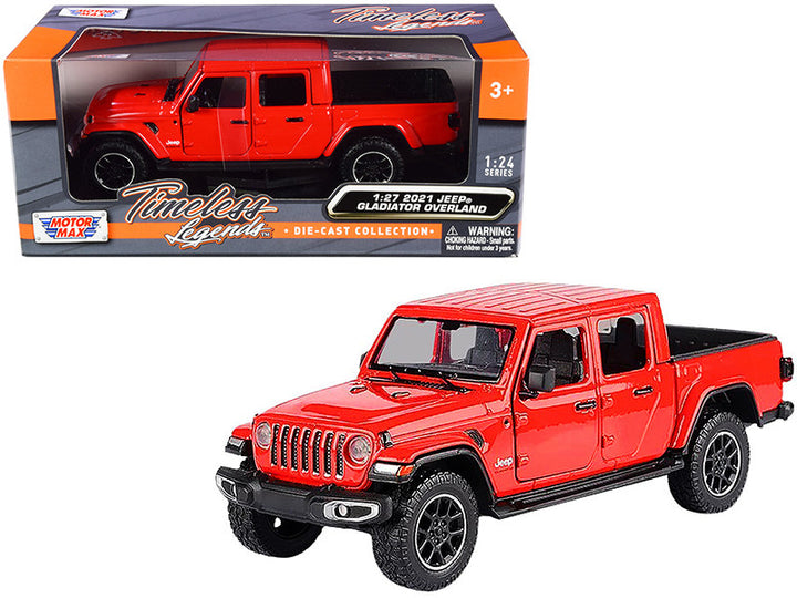 2021 Jeep Gladiator Overland (Closed Top) Pickup Truck Red 1/24-1/27 Diecast Model Car by Motormax-0