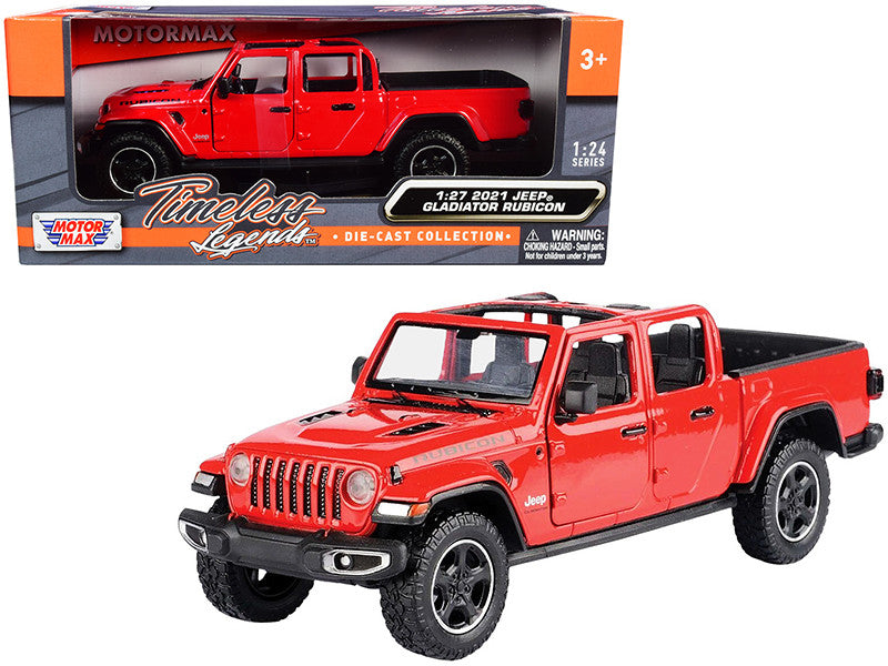 2021 Jeep Gladiator Rubicon (Open Top) Pickup Truck Red 1/24-1/27 Diecast Model Car by Motormax-0