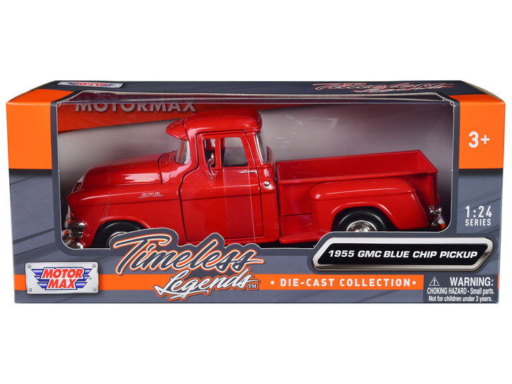 1955 GMC Blue Chip Pickup Truck Red "Timeless Legends" Series 1/24 Diecast Model Car by Motormax-0