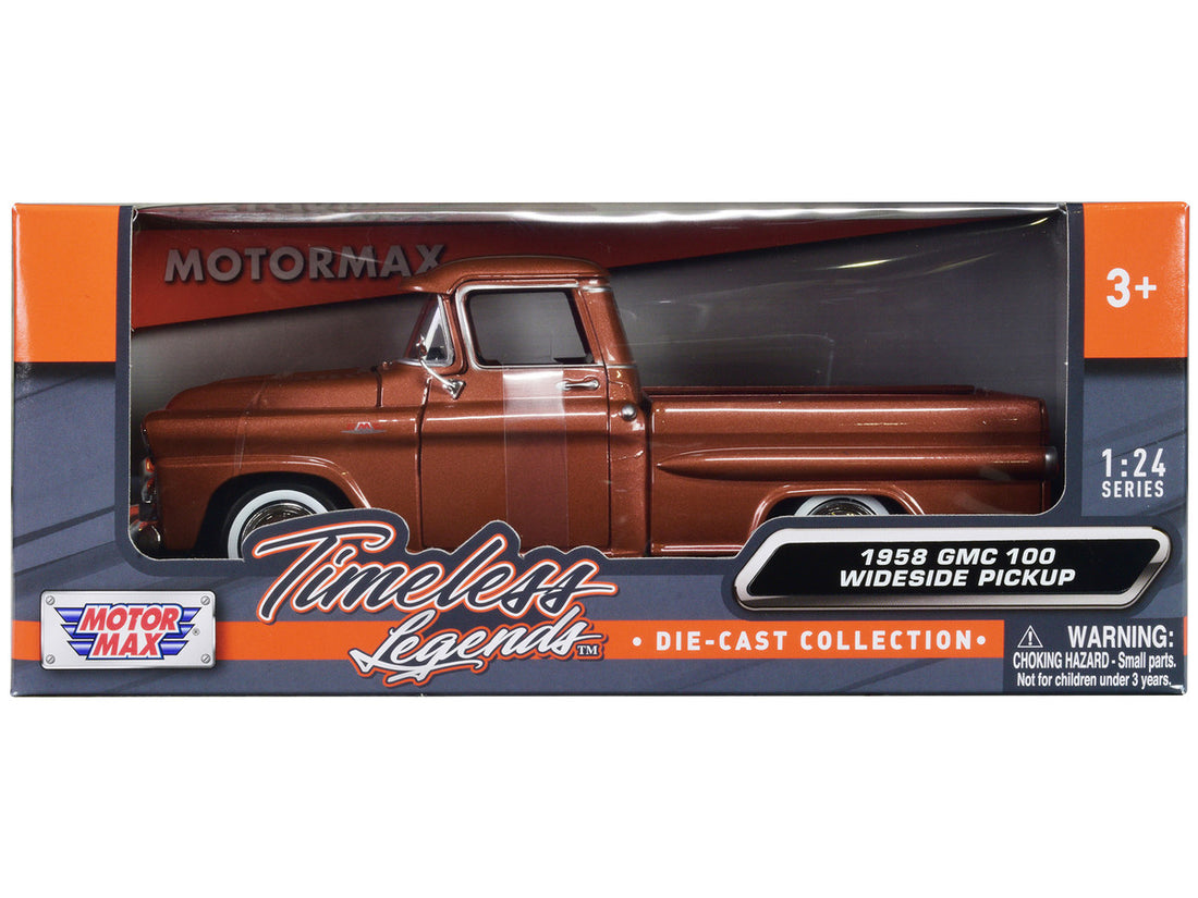 1958 GMC 100 Wideside Pickup Truck Brown Metallic "Timeless Legends" Series 1/24 Diecast Model Car by Motormax-0