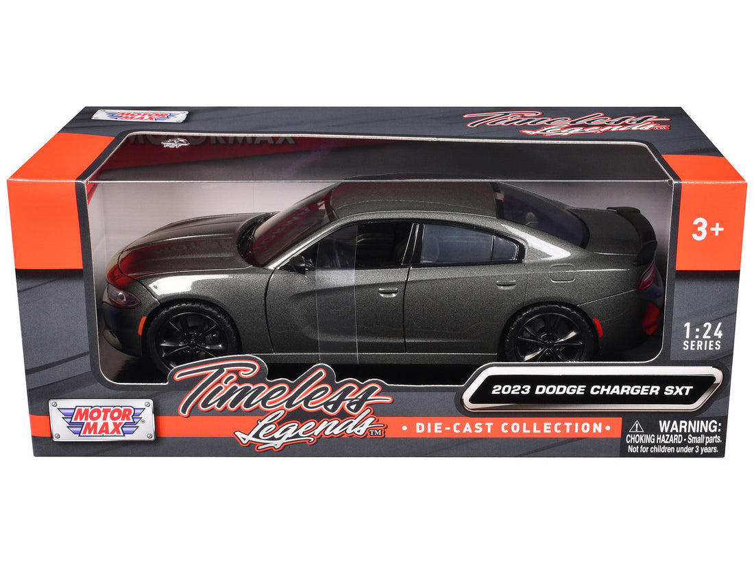 Dodge Charger 2023 SXT Gray Metallic "Timeless Legends" Series 1/24 Diecast Model Car by Motormax