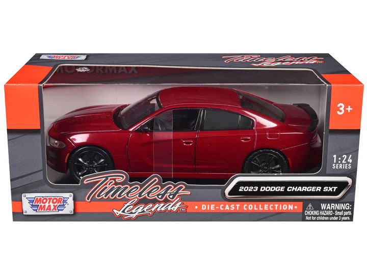 2023 Dodge Charger SXT Red Metallic "Timeless Legends" Series 1/24 Diecast Model Car by Motormax-0