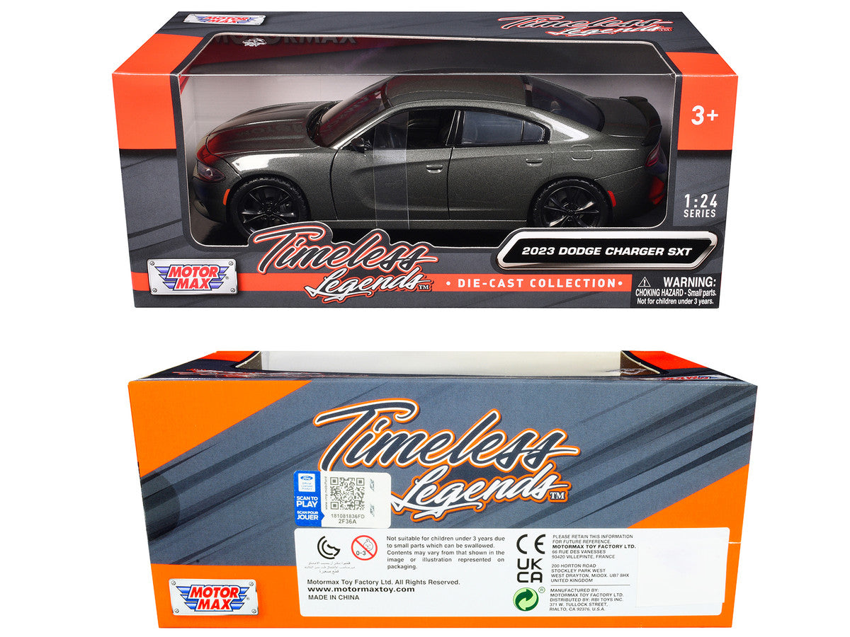 Dodge Charger 2023 SXT Gray Metallic "Timeless Legends" Series 1/24 Diecast Model Car by Motormax 3