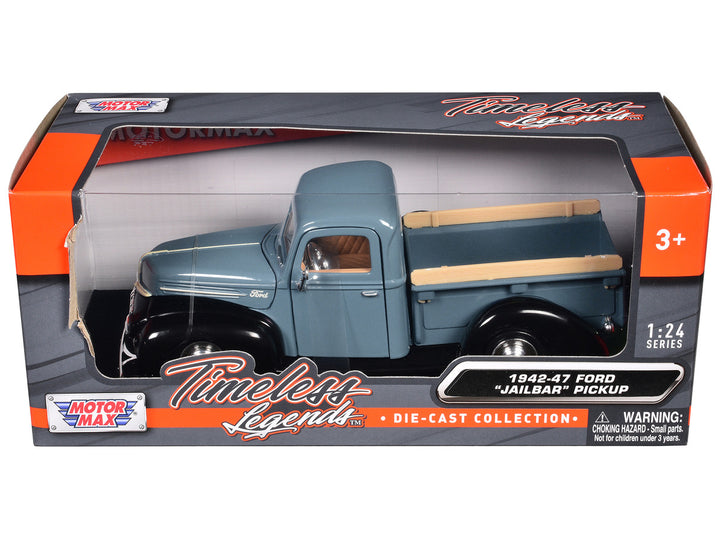 1942-47 Ford "Jailbar" Pickup Truck Blue and Black "Timeless Legends" Series 1/24 Diecast Model Car by Motormax-0