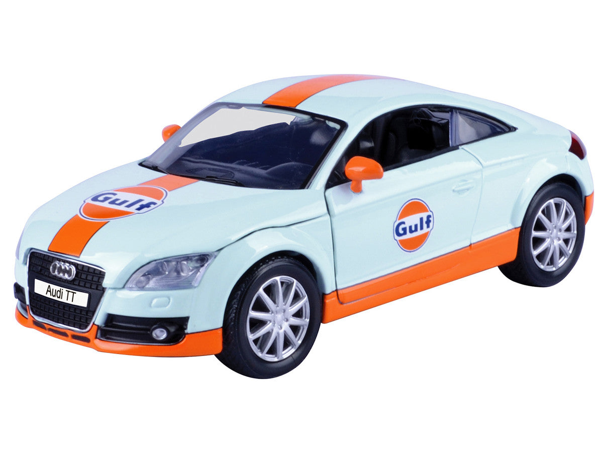 udi TT Coupe "Gulf Oil" Light Blue with Orange Stripes "Gulf Die-Cast Collection" 1/24 Diecast Model Car by Motormax 2