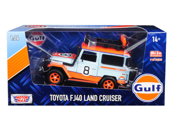 Toyota FJ40 Land Cruiser #8 "Gulf Oil"  White Limited Edition to 2400 pieces Worldwide 1/24 Diecast Model Car by Motormax-0