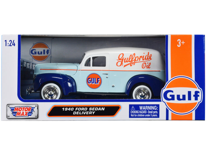 1940 Ford Sedan Delivery Light Blue and White "Gulf Oil-Gulfpride" "Gulf Die-Cast Collection" 1/24 Diecast Model Car by Motormax-0