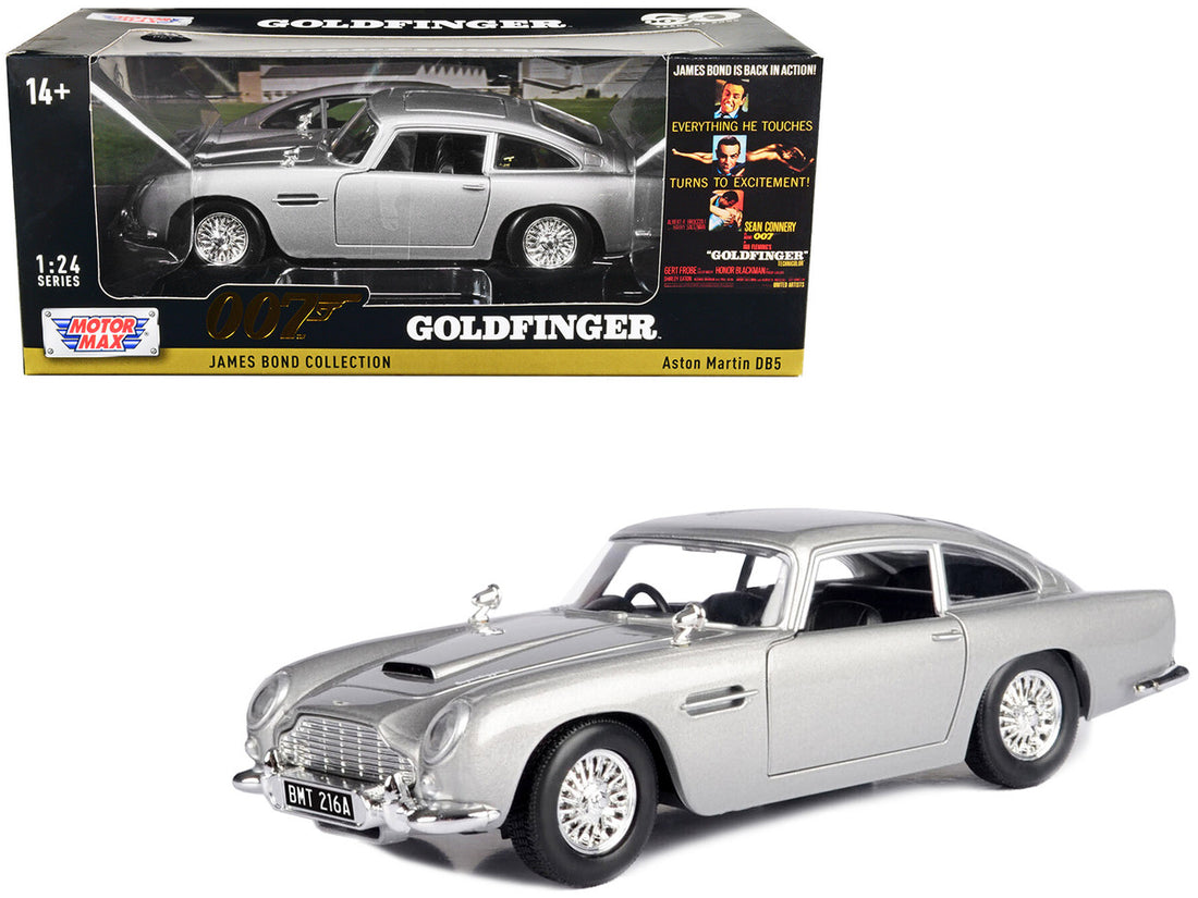 Aston Martin DB5 RHD (Right Hand Drive) Silver Metallic James Bond 007 "Goldfinger" (1964) Movie "James Bond Collection" Series 1/24 Diecast Model Car by Motormax-0