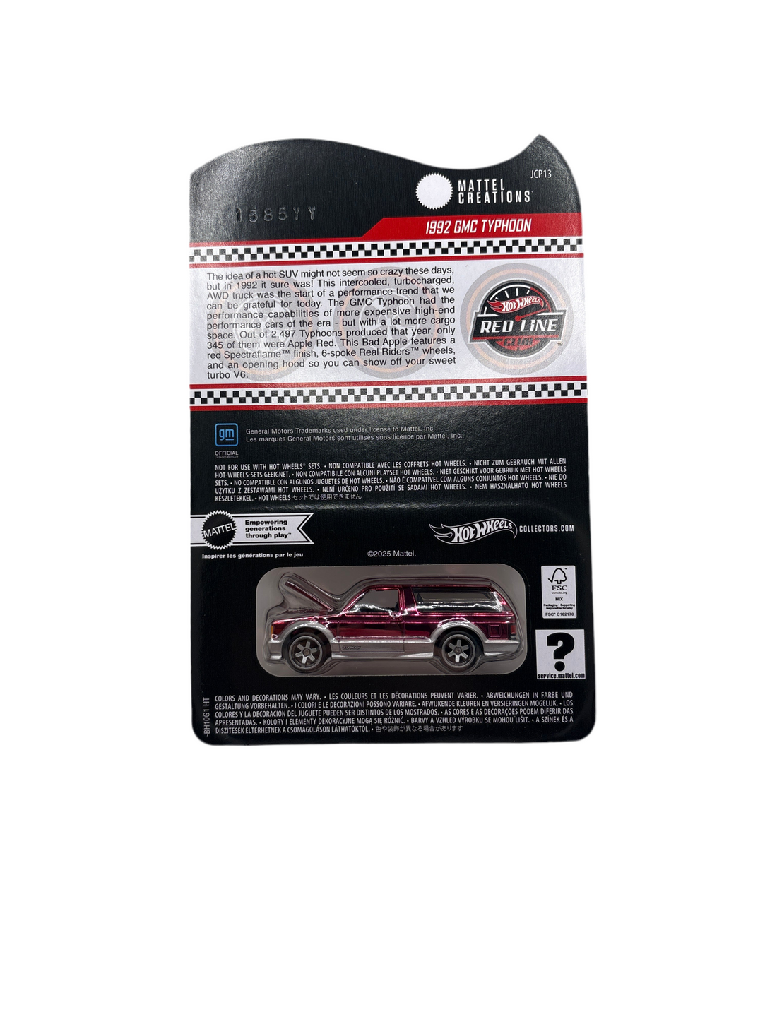 Hot Wheels 1992 GMC Typhoon Diecast Red 2