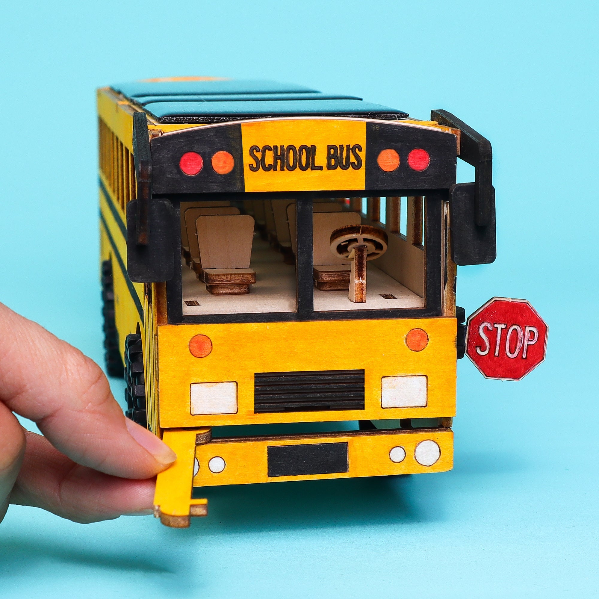 Dual Power School Bus STEM Kit – Build, Paint & Personalize | Battery + Solar Powered 4