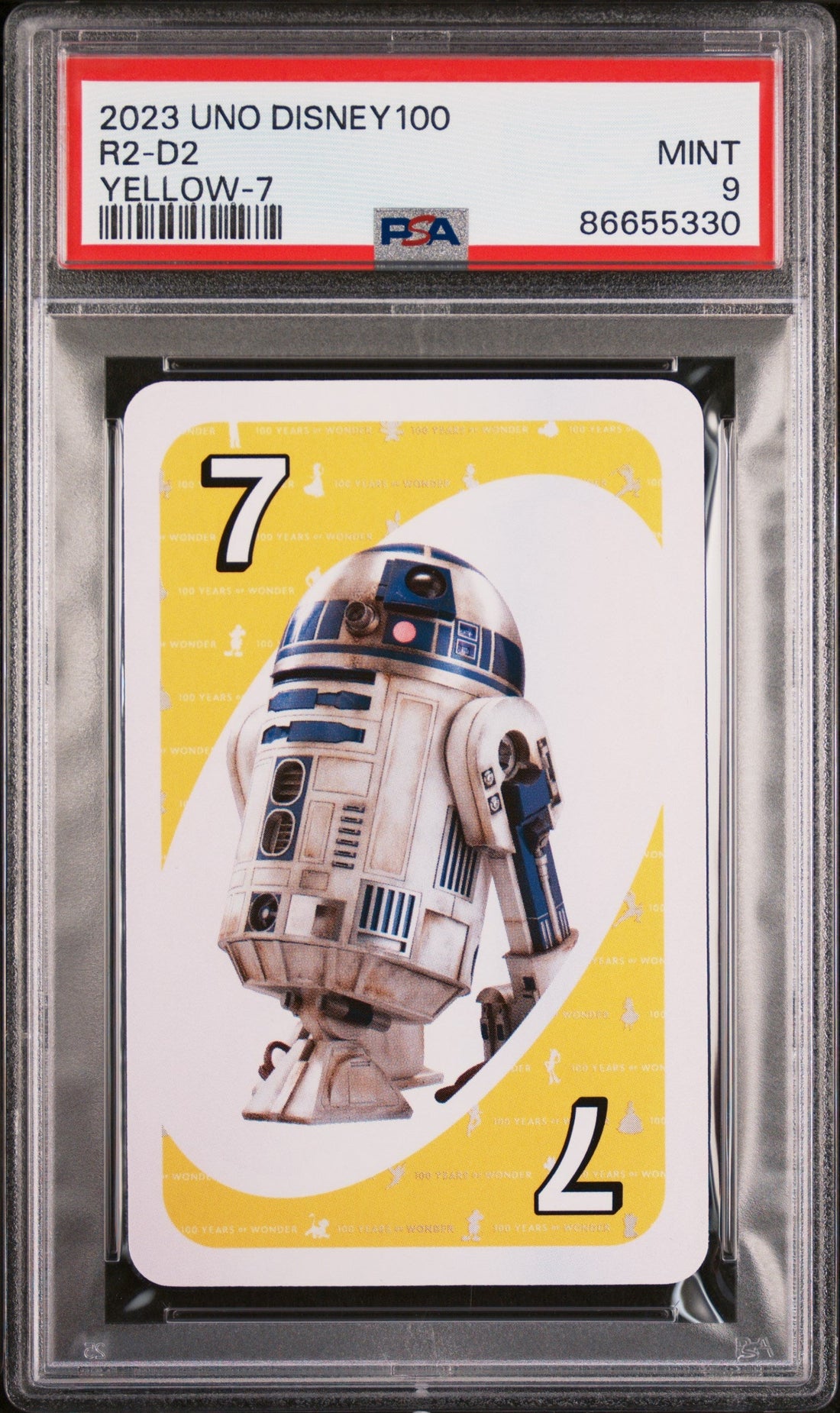 2023 UNO DISNEY 100 R2 D2 YELLOW 7 PSA 9