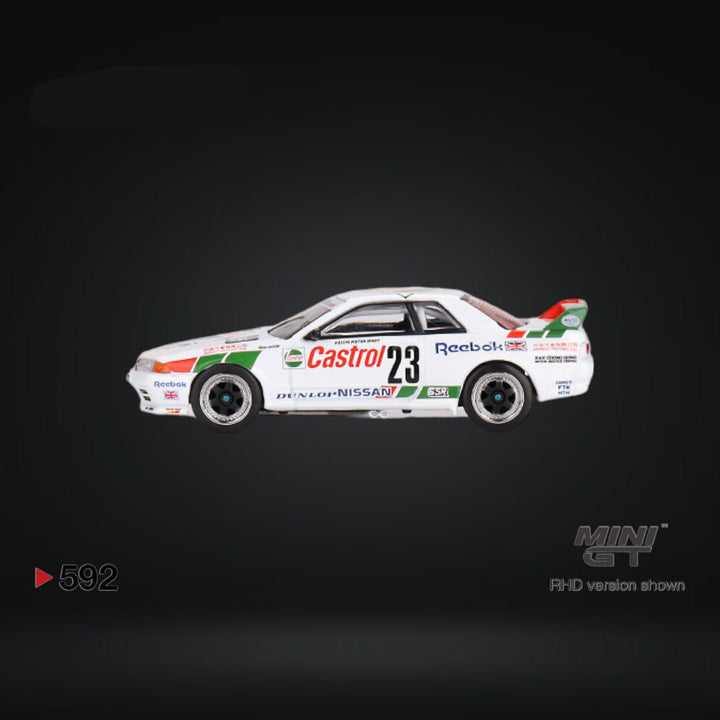 Nissan Skyline GT-R (R32) Gr. A #23 1990 Macau Guia Race Winner #592 1:64 by Mini-GT MGT00592 Side View