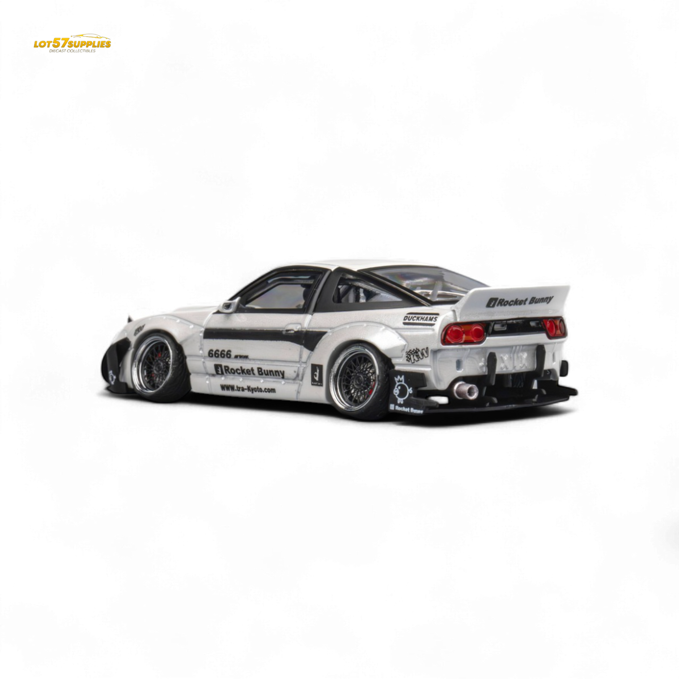 Rocket Bunny 180SX 白 Micro Turbo M018 Micro Turbo 1:64 180SX Rocket Bunny Metal white Diecast