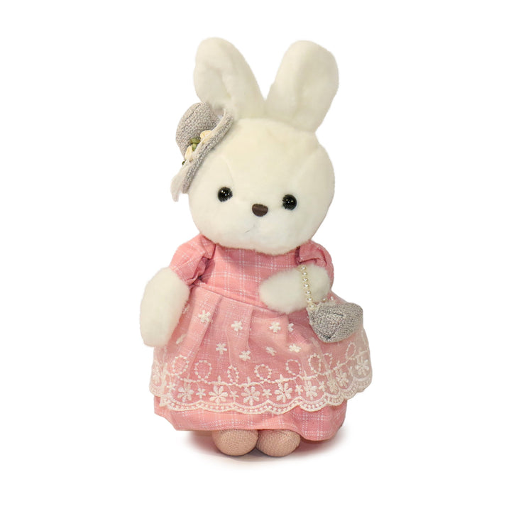 11-inch White Maisie Rabbit with Pink Dress