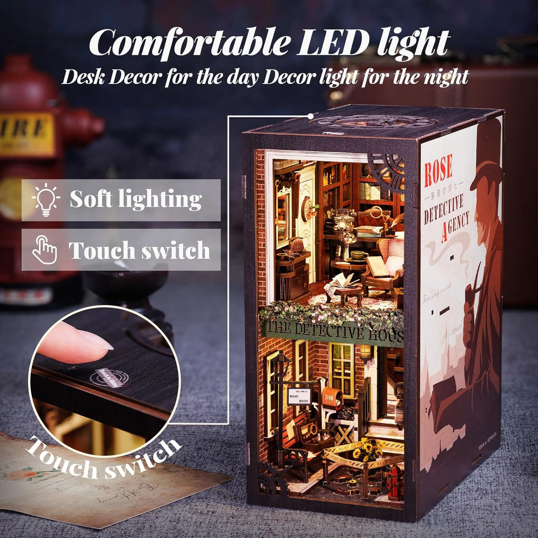 Book Nook Wizardi Miniature - Rose Detective Agency Roombox Kit-2