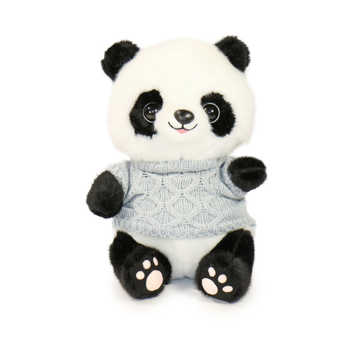 10-Inch Black and White Muffin Panda with Sweater