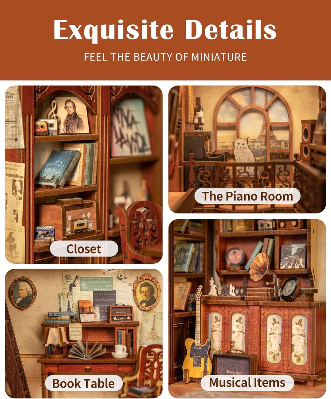 Book Nook Wizardi Miniature - The Secret Rhythm Roombox Kit-3