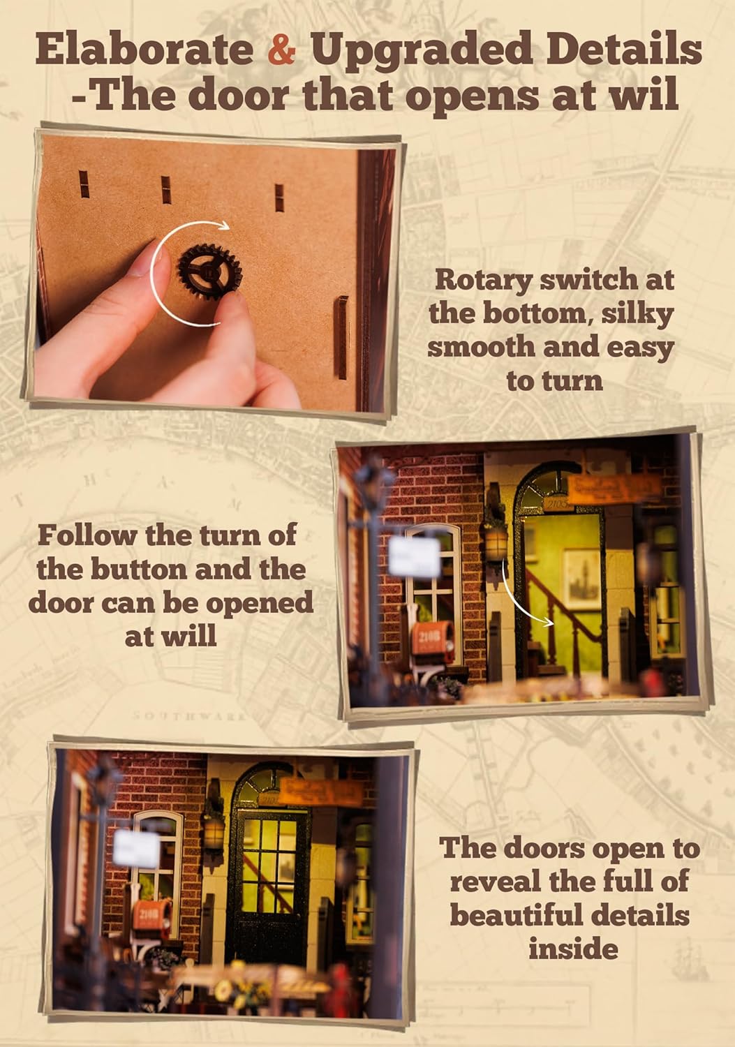 Book Nook Wizardi Miniature - Rose Detective Agency Roombox Kit-4
