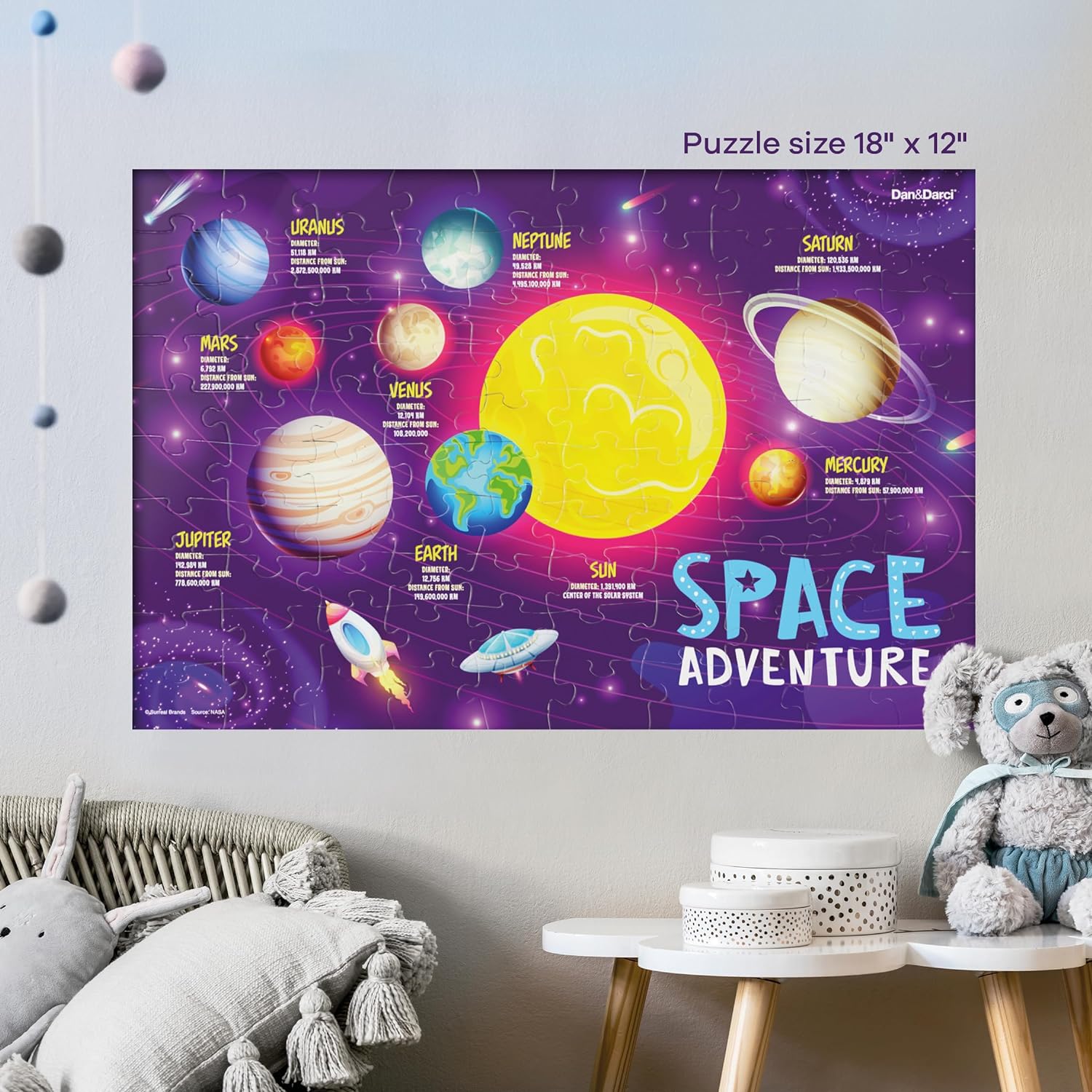 Glow in The Dark 100 Piece Galaxy Puzzle for Kids by Surreal Brands 2