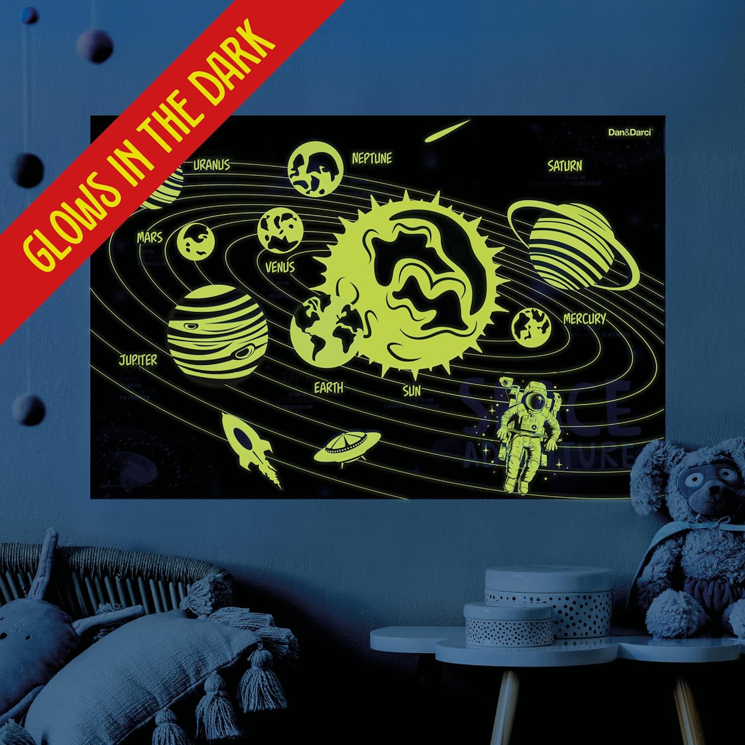 Glow in The Dark 100 Piece Galaxy Puzzle for Kids by Surreal Brands 3