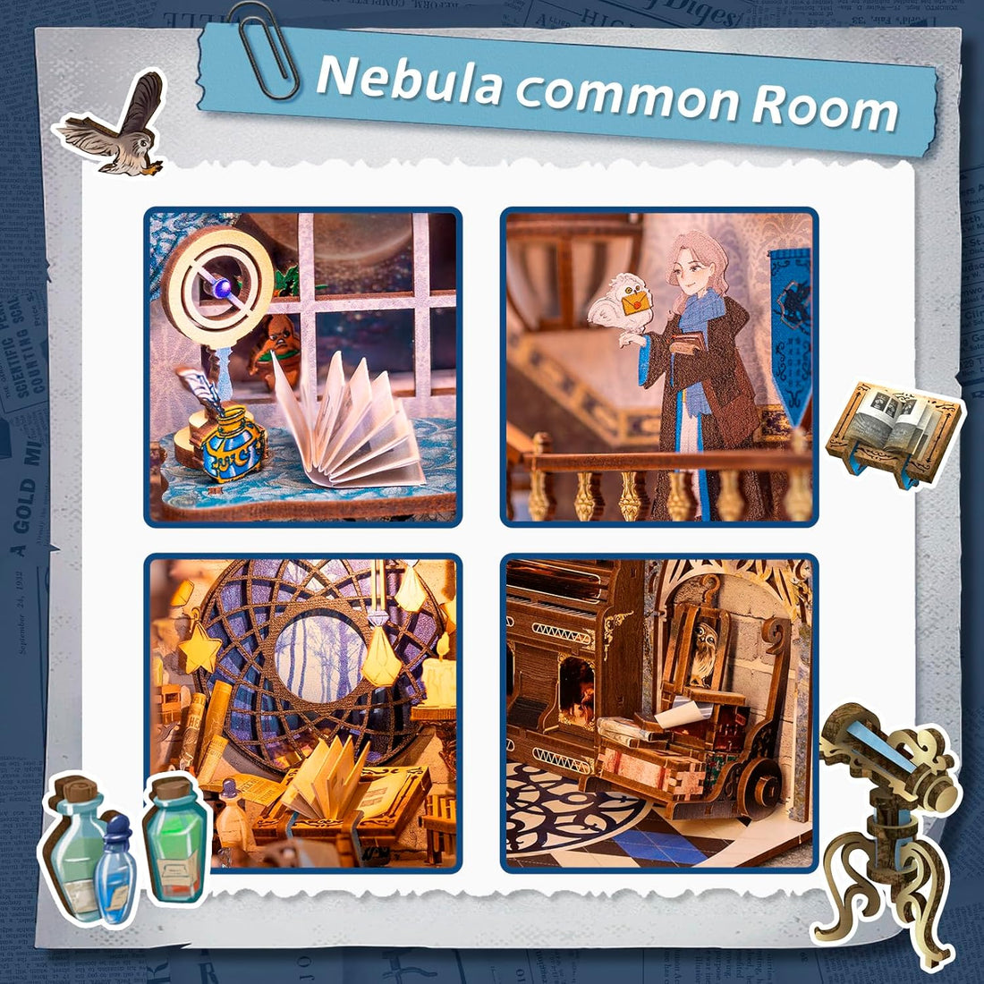 Book Nook Wizardi Miniature - Nebula Common Room Roombox Kit-4
