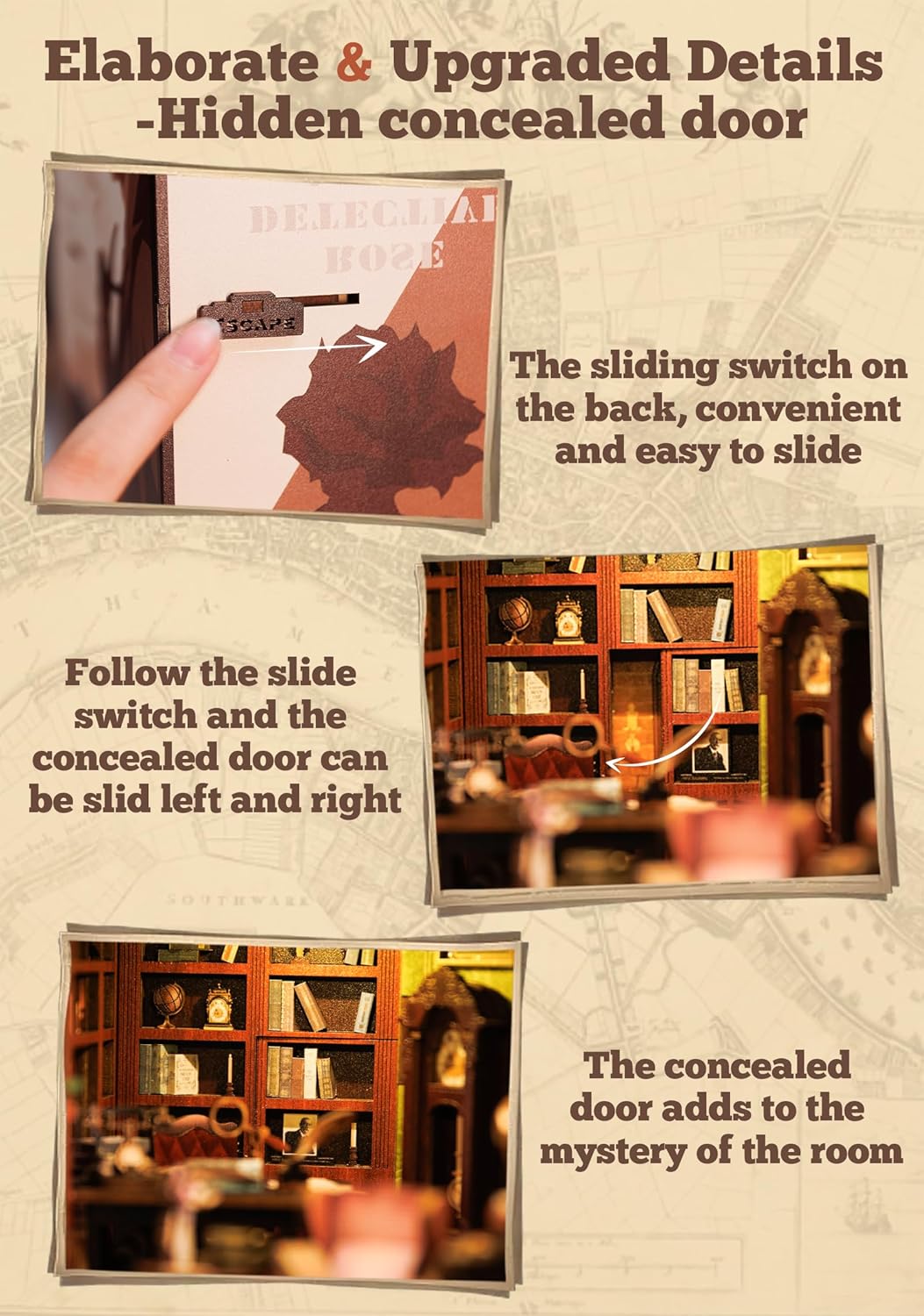Book Nook Wizardi Miniature - Rose Detective Agency Roombox Kit-3