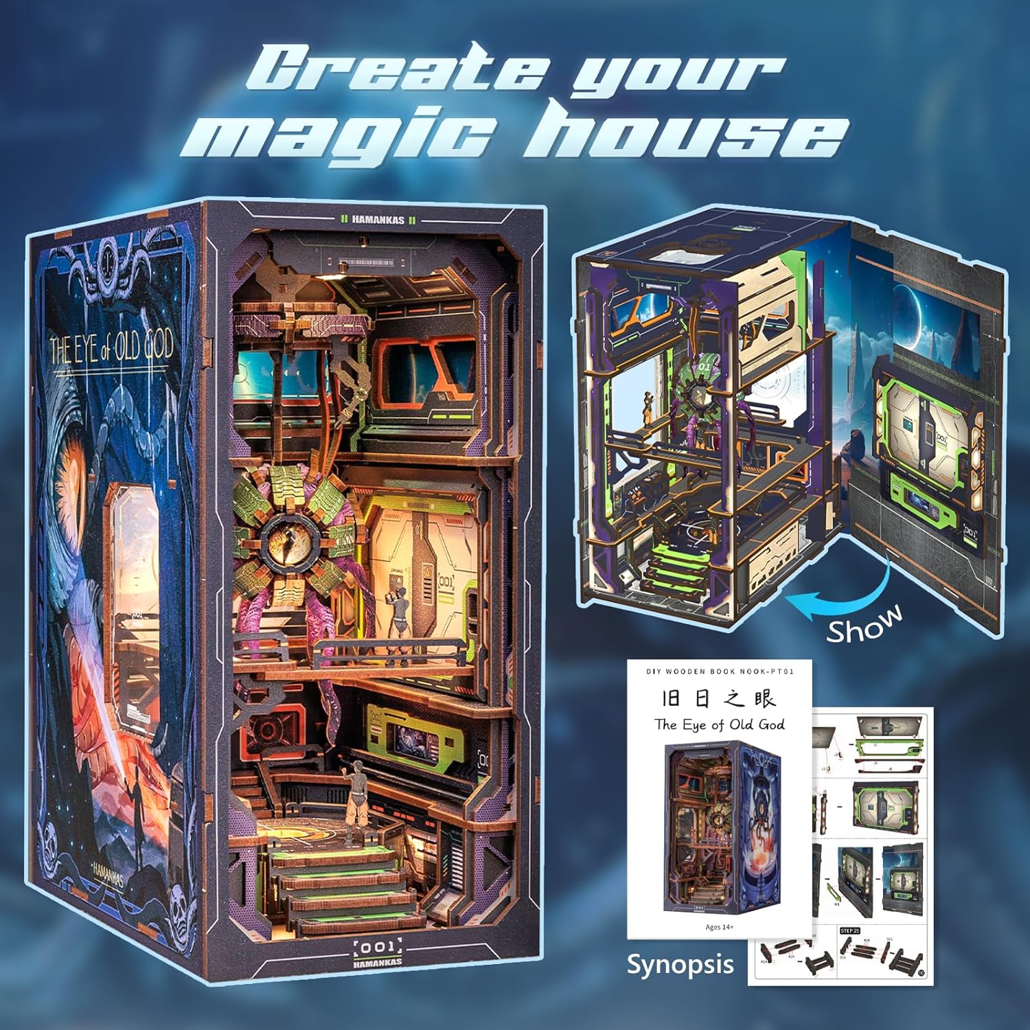 Book Nook Wizardi Miniature - The Eye of Old God Roombox Kit-1